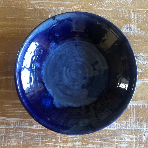Vintage Blue Glazed Handmade Pottery Bowl